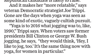 - From today's Washington Post story on HRC and yoga