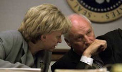 Lynne Cheney conferring with Dick Cheney in the early afternoon on 9/11.