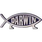 Darwin Fish Silver Car Emblem
