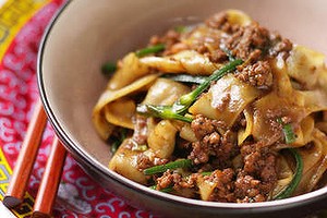 Spicy pork noodles.