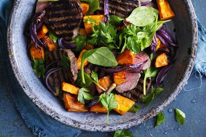 Steak and sweet potato salad.