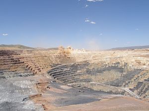 Machinery is miniscule compared to the size of this mine.