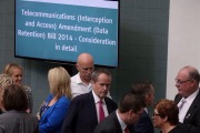 Opposition Leader Bill Shorten leaves the House after supporting the Telecommunications (Interception and Access) Amendment (Data Retention) Bill at Parliament House in Canberra on March 19.