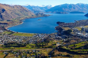 Aerial view of Wanaka, on New Zealand's South Island.