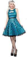 Bats Dance Card Dress in Blue by Sourpuss - SALE sz M only