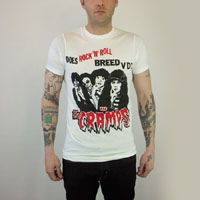 Cramps- Does Rock N Roll Breed VD? on a white slim fit shirt