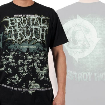 Brutal Truth- Zombies on front, Skull on back on a black shirt