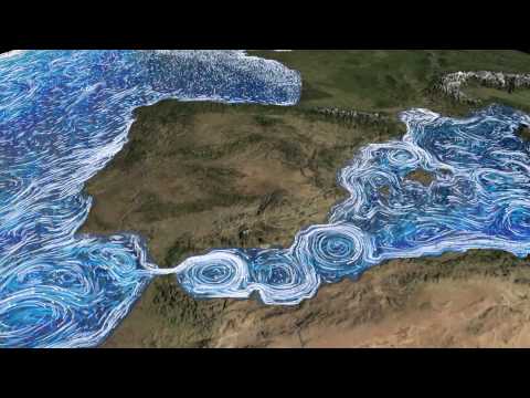 Ocean Current Flows around the Mediterranean Sea and Western Atlantic