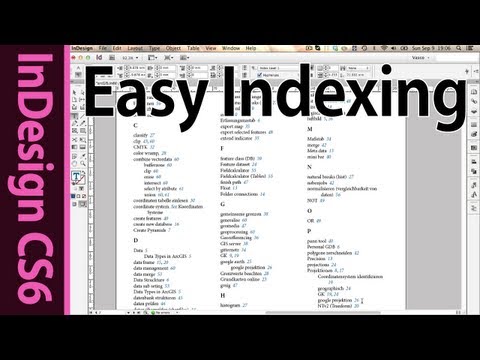 InDesign cs6 Indexing - Tutorial on how to create an Index for your Book!