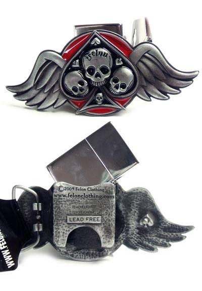 Spade Wings Lighter Belt buckle by Felon Clothing (bb325) - SALE