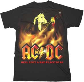 AC/DC- Hell Ain't A Bad Place To Be on a black shirt (Sale price!)