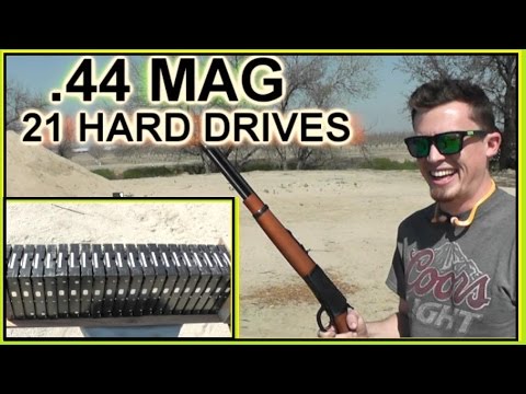 .44 Magnum vs 21 Computer Hard Drives