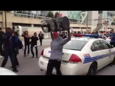 Baltimore Riots Looting Protesters Freddy Gray - Protest Erupts In Chaos A Police Cars (RAW FOOTAGE)