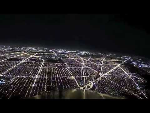 Night Landing at Chicago O'hare International Airport Cockpit View