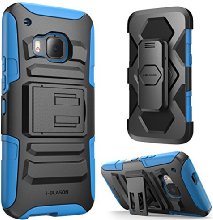 HTC One M9 Case ,i-Blason Prime [Kickstand] HTC One Hima H9 2015 Release [Heavy Duty] [Dual Layer] Combo Holster Cover case with [Locking Belt Swivel Clip] (Blue)