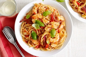 Prawn, chilli and garlic spaghetti