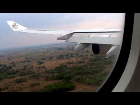 Emirates Airbus A340-300 DXB-LUN Landing Lusaka, Zambia