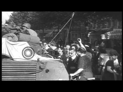 French troops and General Jacques Philippe Leclerc of Free French Forces enter Pa...HD Stock Footage