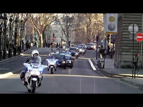 Russian President Dimitry Medvedev in Paris Motorcade with Motorcycle Escort