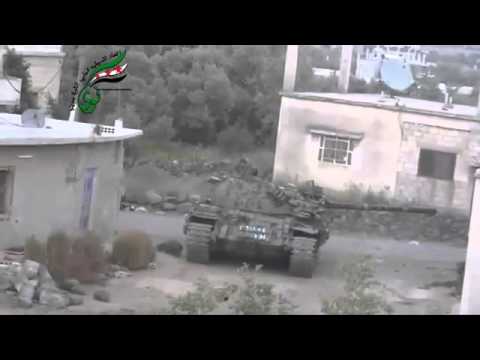 18+ Syria Rebel Tank Shells Dictator Assad Army in Nawa 3-Oct-13 Daraa