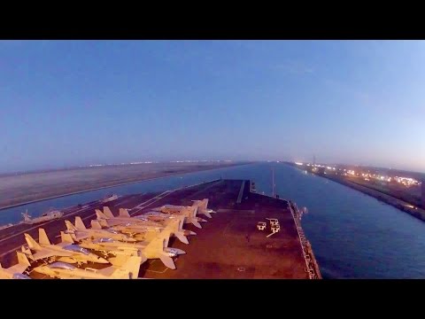 Watch This Massive Aircraft Carrier Passing Through The Suez Canal - Time-lapse Video