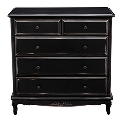 Amore 5 Drawer Chest - This Amore 5 drawer chest will classically add elegance to your bedroom with its rero curved lines and enchanting vintage style.