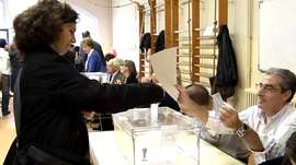 Voter in Barcelona, Spain