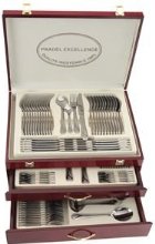 Pradel Excellence D635C-113 Ménagère 113 Pièces Ambiance dans un Coffret Bois avec 2 Tiroirs