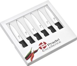 Pradel Excellence ST006 Set de 6 couteaux à Steaks en Boîte Cadeau Lame Céramique Ultra Coupante Manche Noir