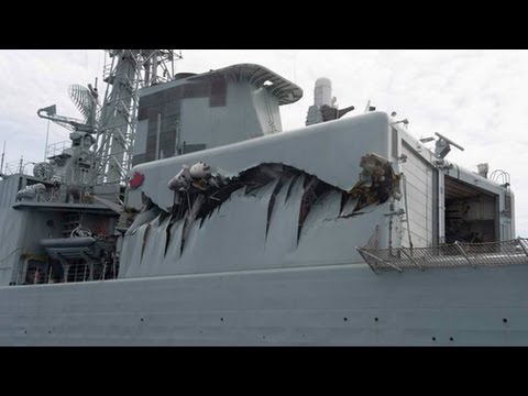 Russian Navy RAMS US NAVY WARSHIP historic cold war footage