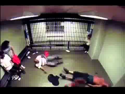 New york , long island prison fight CCTV camera