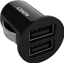 Aukey® Cargador de coche&#xFF0C;Doble USB 4.8A, Salida DC 5V 2.4A & 2.4A, Para iPhone&#xFF0C;iPad, Tabletas&#xFF0C;Teléfonos inteligentes&#xFF0C;Samsung Android y otros Dispositivos USB&#xFF08;4.8A Negro)