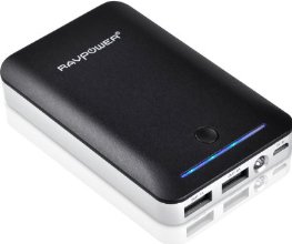 RAVPower® Deluxe Batería Externa Portátil de 8400mAh Con Dos Salidas USB de 5V 1A / 2A LED Flashlight Linterna. Compatible con dispositivos Apple iPad mini, iPhone 6 / 6 Plus, iPhone 5s / 5c, iPad, Google Nexus 7, Nexus 10, Samsung Galaxy S4, S3, Galaxy Note, HTC Sensation, uno XVS, EVO 4G, Thunderbolt, Nokia Lumia 920, 900, N9, Motorola Razr, Blackberry Z10, Sony Xperia Z y Más. Batería Portátil Móvil Cargador de Reserva Modelo RP-PB12 Color Negro