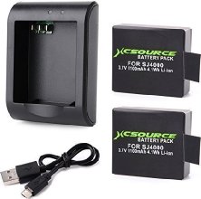 XCSOURCE® Cargador Micro USB + 2x Batería Reemplazo 1100mAh 3.7V Para Cámara Deportiva SJ4000 BC426