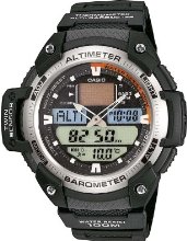 CASIO SGW-400H-1BVER - Reloj de caballero de cuarzo con altímetro, barómetro, termómetro, horario mundial, correa de caucho, color negro