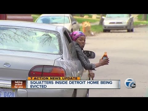 Squatters inside Detroit home being evicted