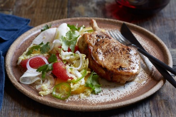 Pan-roasted pork cutlets with citrus salad