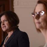 ACTU leader Ged Kearney with Gillard earlier this year