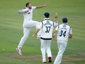 24 June 2015: Tim Bresnan of Yorkshire celebrates dismissing Riki Wessells of Nottinghamshire during day three of the LV County Championship Division One match between Yorkshire and Nottinghamshire at Headingley in Leeds, England