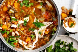 Chicken and lentil soup