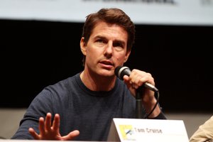 Tom Cruise speaking at the 2013 San Diego Comic Con International, for "Edge of Tomorrow", at the San Diego Convention Center in San Diego, California.