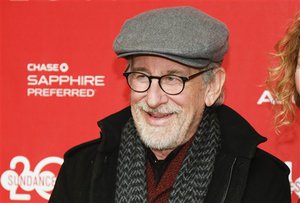 Director Steven Spielberg, who is godfather of director Jake Paltrow, arrives as a guest to the premiere of the film "Young Ones" during the 2014 Sundance Film Festival, on Saturday, Jan. 18, 2014 in Park City, Utah.