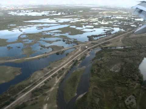 Landing at the Genghis Khan airport in Ulan Bator, Mongolia