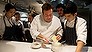 Good Food. Chef Peter Gilmore making a Cherry Jam lamington in the kitchen of Bennelong at the Opera House. Photograph by Edwina Pickles. 19th June 2015.