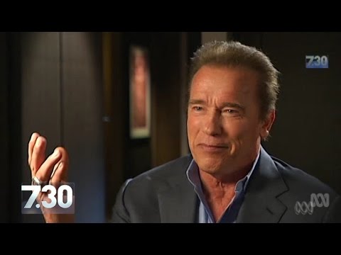 Arnold Schwarzenegger talks politics and action with 7.30's Leigh Sales.