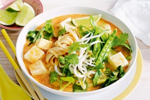 Tofu and baby pak choy laksa