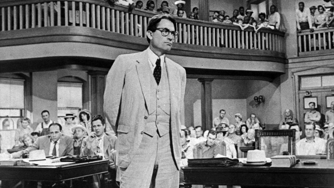 Actor Gregory Peck is shown as attorney Atticus Finch, a small-town Southern lawyer who defends a black man accused of rape, in a scene from "To Kill a Mockingbird," in 1962. (Photo by Universal/File/AP)