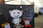 Reddit's space-alien mascot sits chalked up at the company's headquarters in San Francisco.