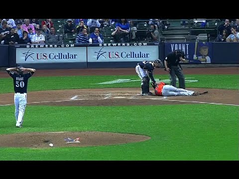 Giancarlo Stanton Hit in the Face with Pitch - FULL VIDEO