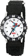 Marvel Kids' W000106 "Time Teacher" Stainless Steel Watch with Black Nylon Band